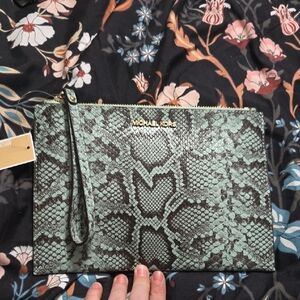 Michael Kors Jade Snake Print Clutch